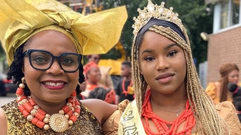 Stephanie and her mum at last year's New Yam festival in Poole, Dorset