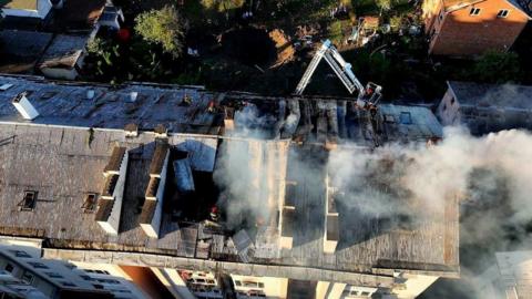 State Emergency Service of Ukraine via Reuters. Building destroyed during a Russian missile strike, amid Russia's attack on Ukraine, in Lviv, Ukraine August 15, 2023.