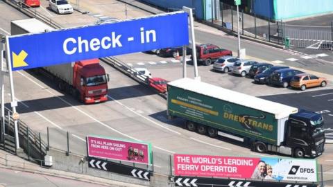 Trucks at the port of Dover