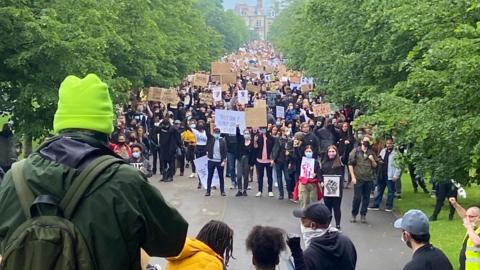 People at a Black Lives Matter protest in Huddersfield