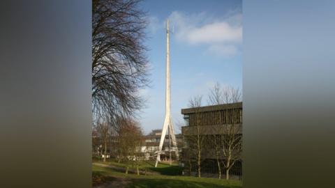 The concrete mast before it was knocked down