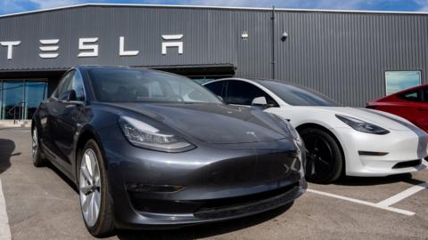 Tesla vehicle at US showroom