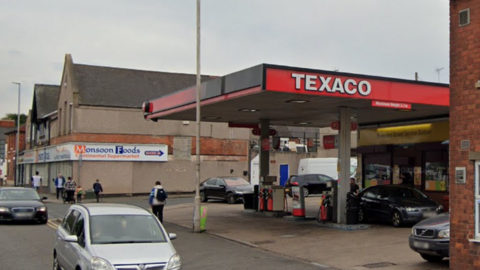 A view of a petrol station on Rosemary Street