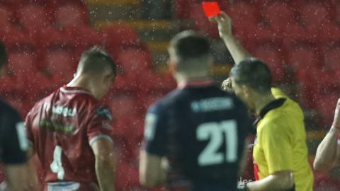 Josh Helps is sent off against Edinburgh