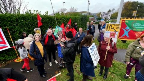 A group of protestors in Worthing