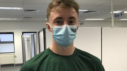 Max Elgar, medical technician, 5 Medical Regiment at Moulton Park vaccination centre, Northampton