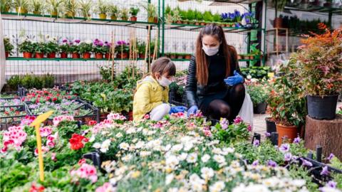 Customers in a garden centre