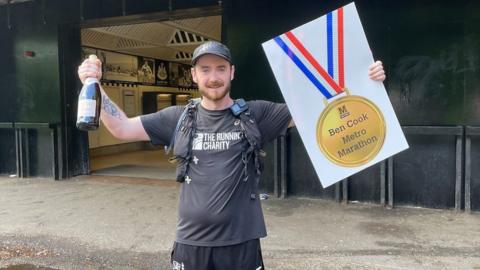 Ben Cook completed the 63-mile run around the Tyne and Wear metro network