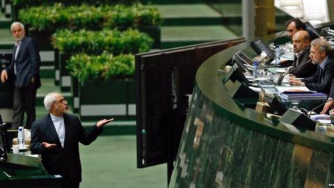 Mohammad Javad Zarif addresses the Iranian parliament on the nuclear deal (21 July 2015)