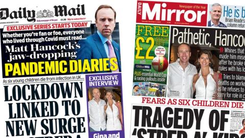 Front pages of the Daily Mail and the Mirror