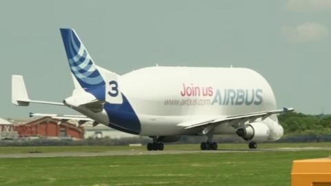 Airbus's Beluga which carries the wings made at Broughton