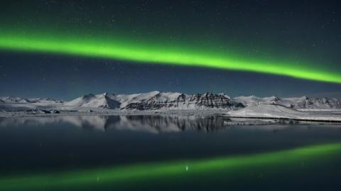 Northern Lights over Jokulsarlon, Iceland