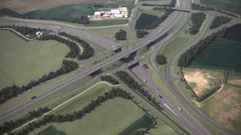 Artistic impression of improvements to the Black Cat roundabout in Bedfordshire