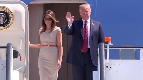 President Trump steps off Air Force One.