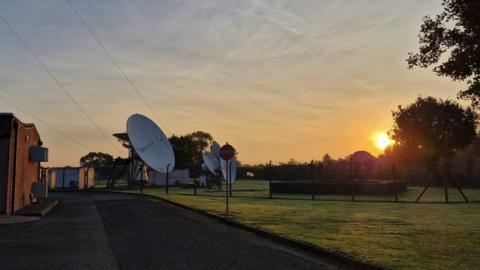 Buildings and dishes at Woofferton transmitting station on its 80th anniversary