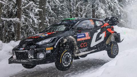 Elfyn Evans and Scott Martin's Gazoo Racing Toyota Yaris Rally1 Hybrid at the 2024 Rallye Sweden
