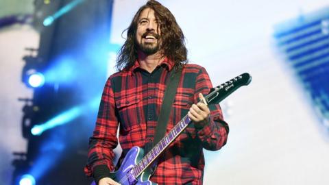 Dave Grohl on stage at Radio 1's Big Weekend in Norwich