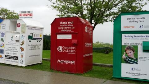 Clothing donation bins