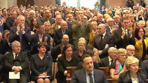 The congregation at Lyra McKee's funeral applauds priest's words