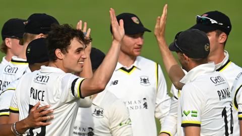 Gloucestershire celebrating a wicket