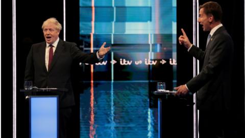 Boris Johnson and Jeremy Hunt in ITV leadership debate