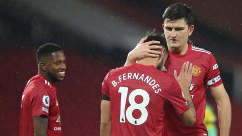 Man Utd players celebrating their opening goal against West Brom