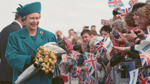 Queen Elizabeth II and Prince Philip visiting Hartlepool Marina, 18 May 1993