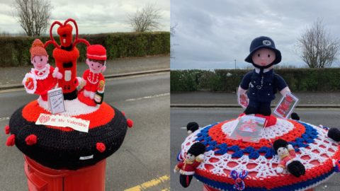 Valentine's Day topper(left) and police officer topper (right).