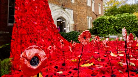 Poppy display at Hertford Castle