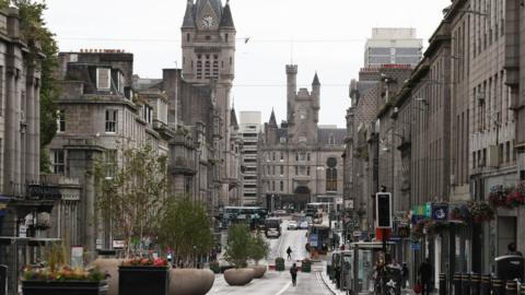 Union Street in Aberdeen after bars, cafes and restaurants have been ordered to close as lockdown restrictions are reimposed in over a coronavirus cluster in the area