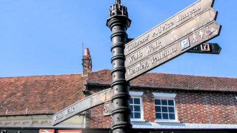 A signpost in Chichester city centre