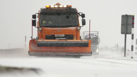 Snow plough on A66 in Cumbria