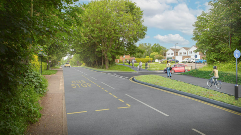 An illustration of the cycle and walking path in Buntingford
