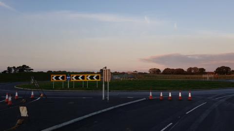 A newly constructed roundabout for the NDR