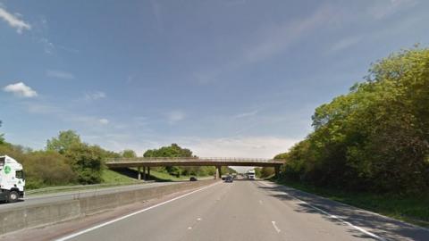 The northbound carriageway of the M1