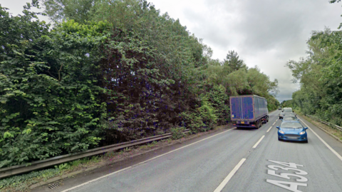 View of the site from the A534