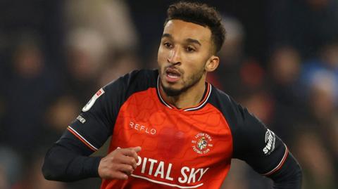 Jacob Brown playing for Luton Town