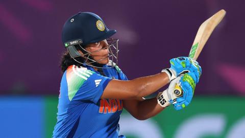 India batter Richa Ghosh plays a shot
