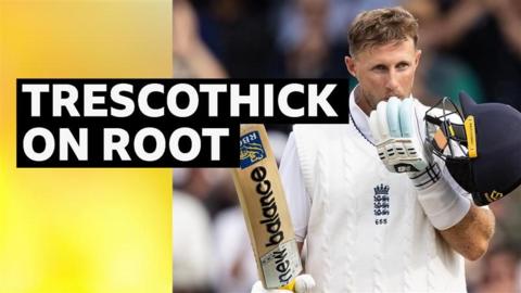 Joe Root kissing his bat