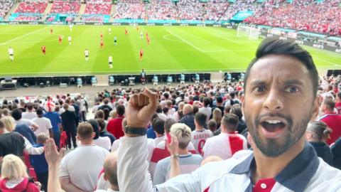 Bobby Seagull at the England Vs Denmark Euro 2020 semi final at Wembley in 2021