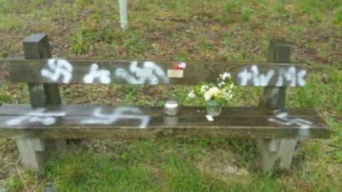 Swastikas on D-Day veterans' bench