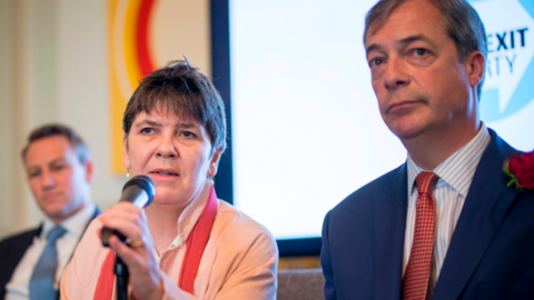 Claire Fox with Nigel Farage