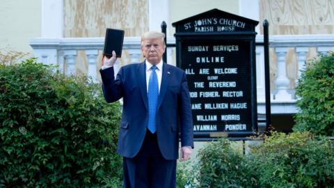 Trump outside the St Johns church