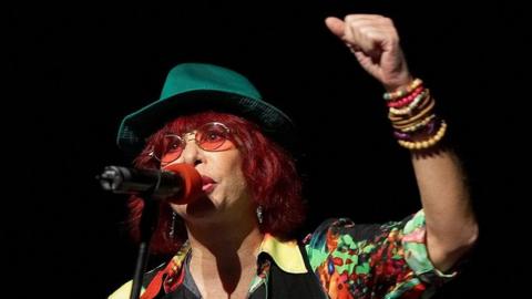 Rita Lee performs at Coliseu dos Recreios on July 1, 2008 in Lisbon, Portugal.