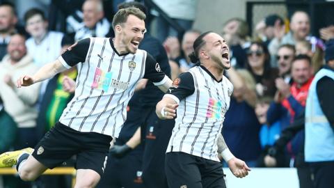 Jodi Jones right celebrates scoring Notts County's winner against Boreham Wood in the semi-final