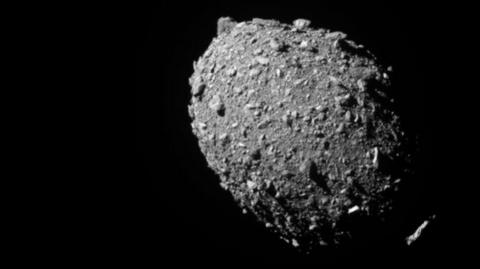 Asteroid moonlet Dimorphos as seen by the DART spacecraft 11 seconds before impact