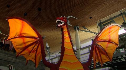 A model of a dragon the Senedd