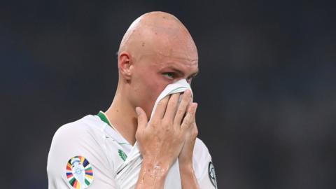 Republic of Ireland midfielder Will Smallbone reacts to a Greece goal