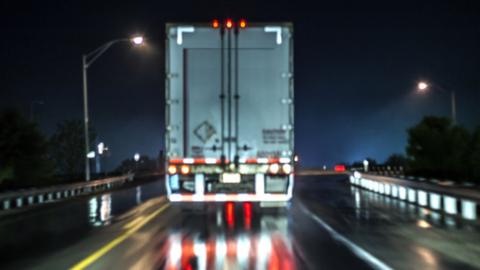 Heavy good vehicle driving at night