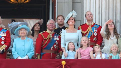 The royal family watching the flypast